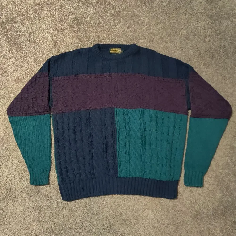 Eddie Bauer Vintage Pullover Sweater Cable Knit MADE IN USA Mens Size XL - Picture 4 of 8